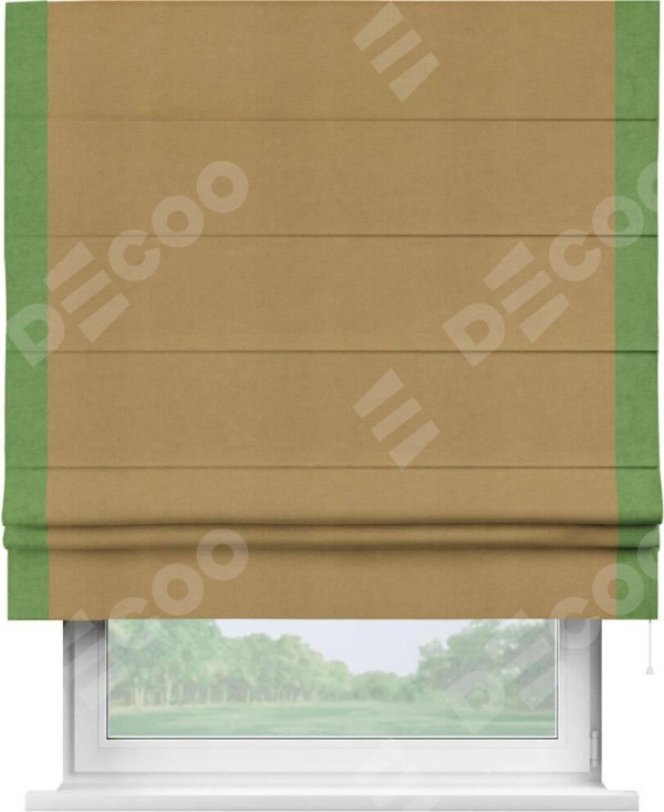 Римская штора «Кортин» с кантом Стрим Дуо, для проема, ткань вельвет горчица