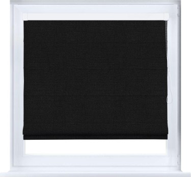 Римская штора «Кортин» кассетная, ткань лён чёрный