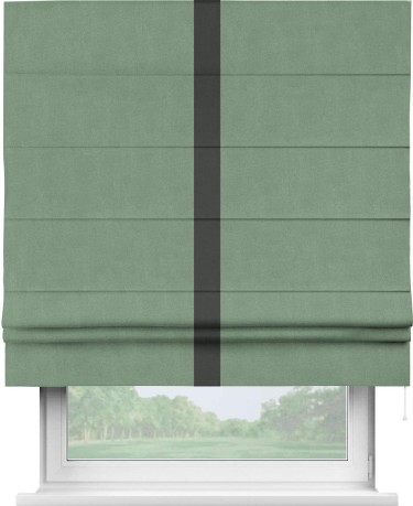 Римская штора «Кортин» с кантом Хайвэй, для проема, лён блэкаут светло-бирюзовый