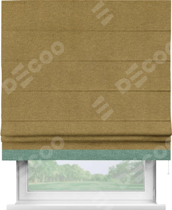Римская штора «Кортин» с кантом Джестер, для проема, твид блэкаут горчица