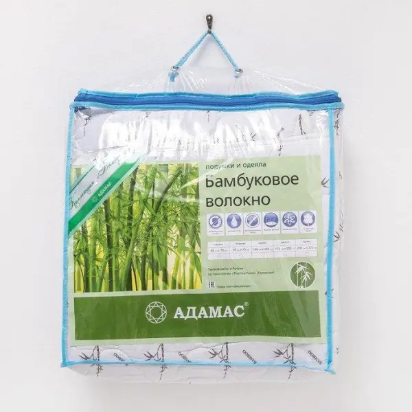 Одеяло всесезонное Адамас "Бамбук", размер 140х205 ± 5 см, 300гр/м2, чехол тик, цвет микс