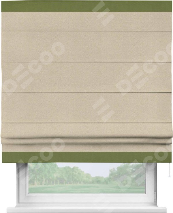 Римская штора «Кортин» с кантом Горизонт, для проема, ткань блэкаут однотонный кофейно-бежевый