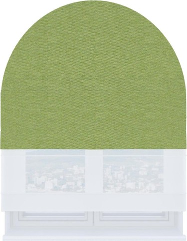 Римская штора «Кортин» день-ночь для арочного проёма, ткань лён димаут салатовый
