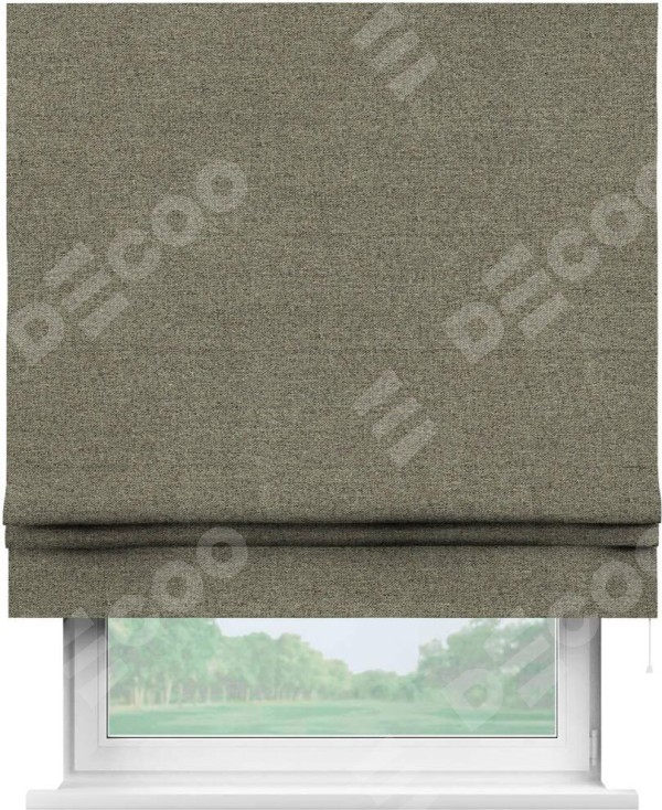 Римская штора «Кортин» для проема, ткань лён блэкаут, шампань