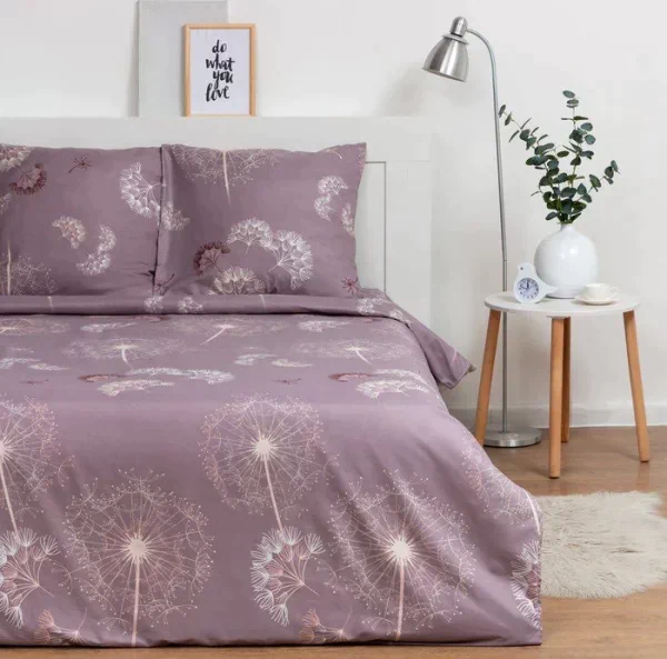 Постельное бельё Экономь и Я Евро «Одуванчики» 200х210 см, 220х215 см, 70х70 см-2 шт, полисатин, 80 г/м²