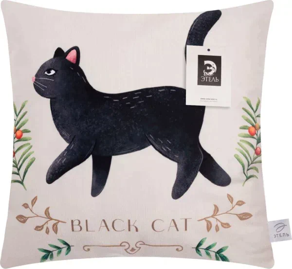 Наволочка Этель "Black cat" 40х40 см, 100% п/э, велюр