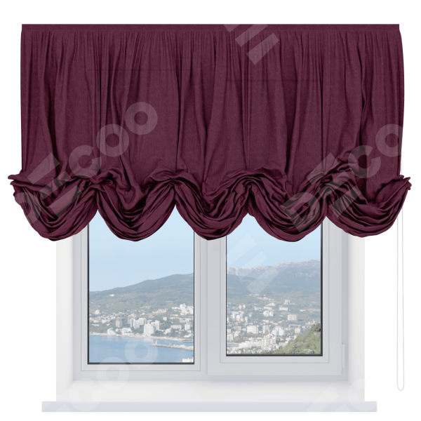 Австрийская штора «Кортин», ткань лён кашемир цвет бордовый