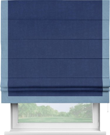 Римская штора «Кортин» для проема, канвас синий электрик, с кантом Виктория