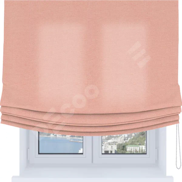 Римская штора Soft с мягкими складками, ткань лён розовый