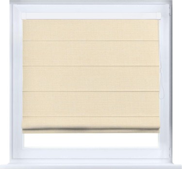 Римская штора «Кортин» кассетная, ткань лён, выполнена в  бежевом цвете