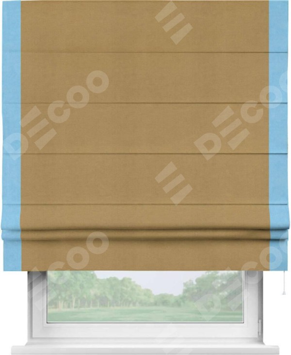 Римская штора «Кортин» с кантом Стрим Дуо, для проема, ткань вельвет горчица