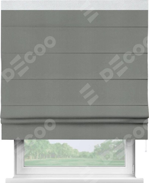 Римская штора «Кортин» с кантом Кинг, для проема, ткань блэкаут однотонный тёмно-серый