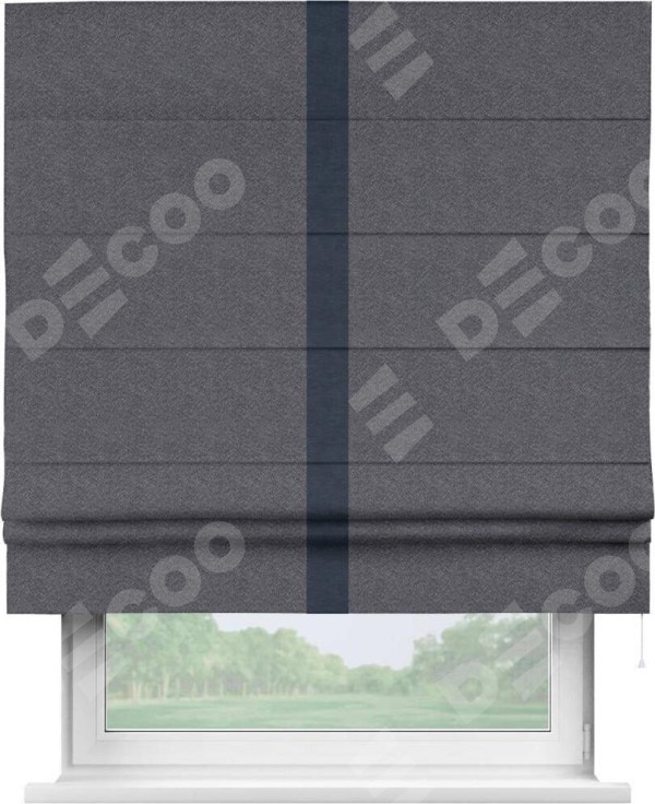 Римская штора «Кортин» с кантом Хайвэй, для проема, ткань софт однотонный графит