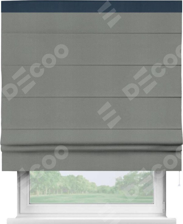 Римская штора «Кортин» с кантом Кинг, для проема, ткань блэкаут однотонный тёмно-серый