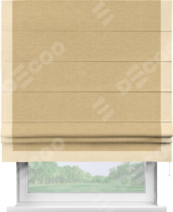 Римская штора «Кортин» с кантом Виктория, для проема, ткань лён темно-бежевый