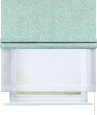 Римская штора «Кортин» день-ночь, ткань лён кашемир мятный