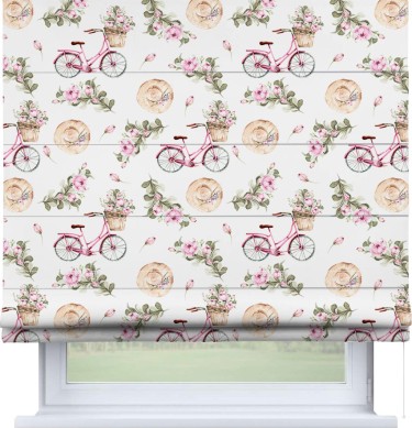Римская штора «Кортин» для проема «Розовый велосипед»