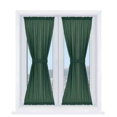 Штора песочные часы «Кортин» лён димаут тёмно-зелёный