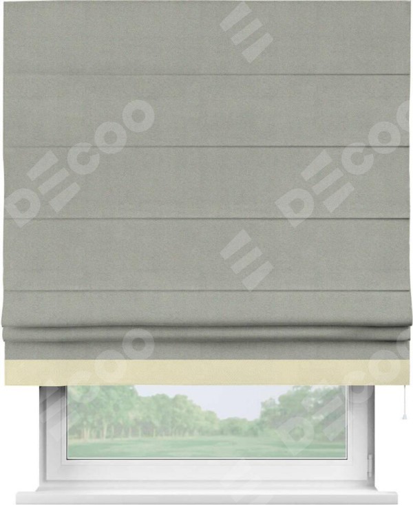 Римская штора «Кортин» с кантом Джестер, для проема, ткань блэкаут однотонный серый