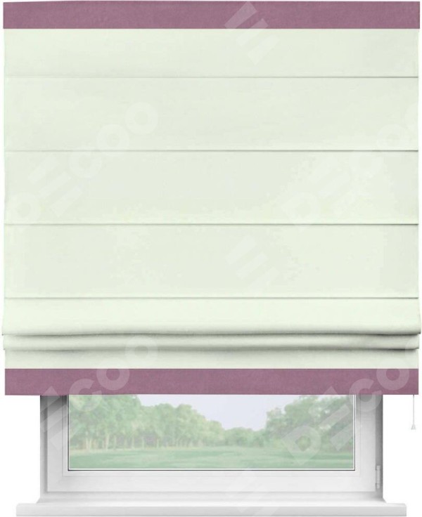 Римская штора «Кортин» с кантом Горизонт, для проема, ткань вельвет кремовый