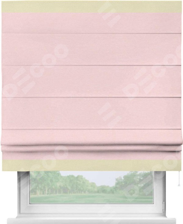 Римская штора «Кортин» с кантом Горизонт, для проема, ткань блэкаут однотонный розовый