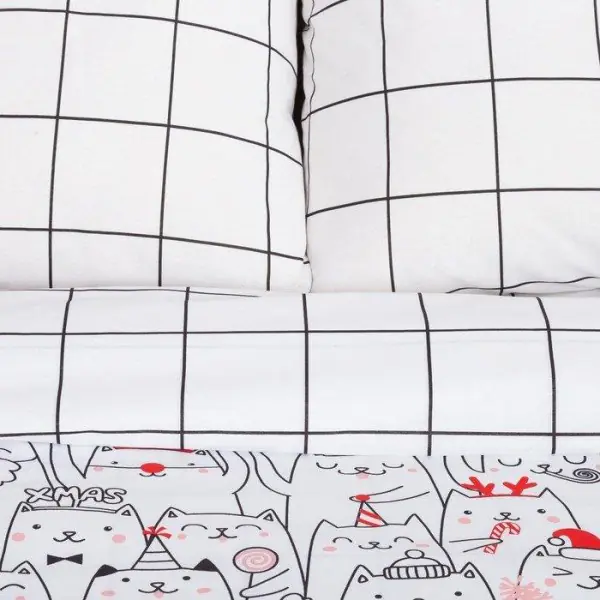 Постельное белье Этель Дуэт Xmas cat 143*215 см - 2 шт, 240*220 см, 70*70 см - 2 шт