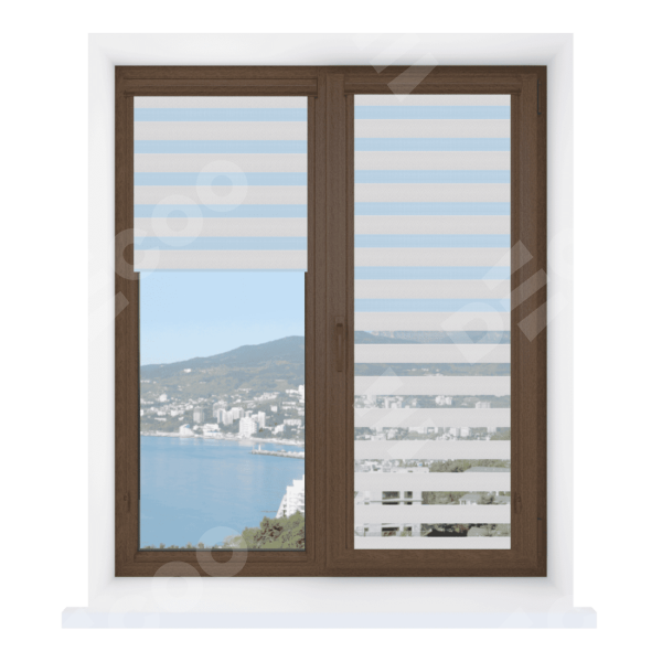 Рулонная штора День-ночь Уни 2 Metalic белый, размеры от 20 до 120 см