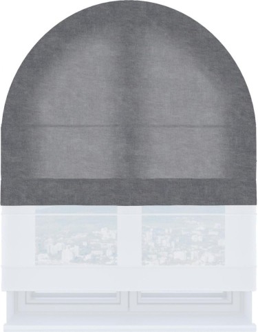 Римская штора «Кортин», канвас стальной, день-ночь для арочного проёма