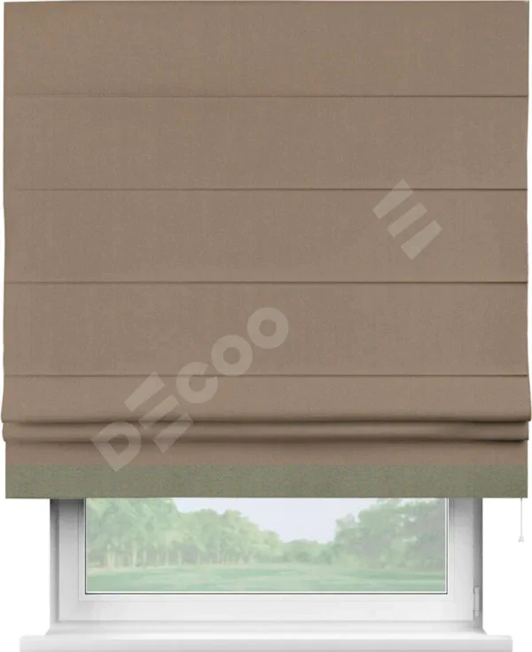 Римская штора «Cortin» для проёма, ткань блэкаут однотонный кофейно-бежевый с кантом Джестер