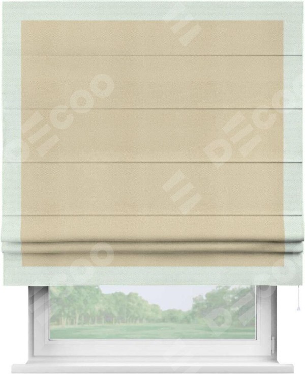 Римская штора «Кортин» с кантом Чесс, для проема, ткань блэкаут однотонный милано латте