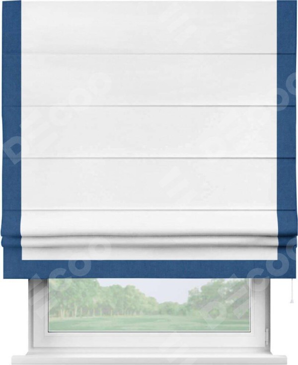 Римская штора «Кортин» с кантом Виктория, для проема, ткань вельвет дымчато-белый