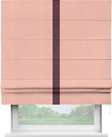 Римская штора «Кортин» с кантом Хайвэй, для проема, ткань лён розовый