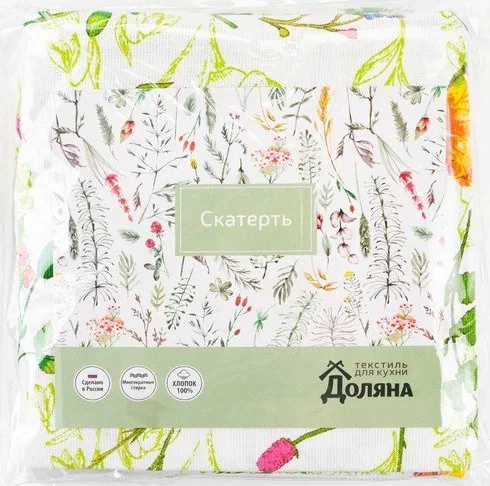 Скатерть "Доляна" Полевые цветы 250*144 см, 100% хлопок, рогожка, 164 г/м2
