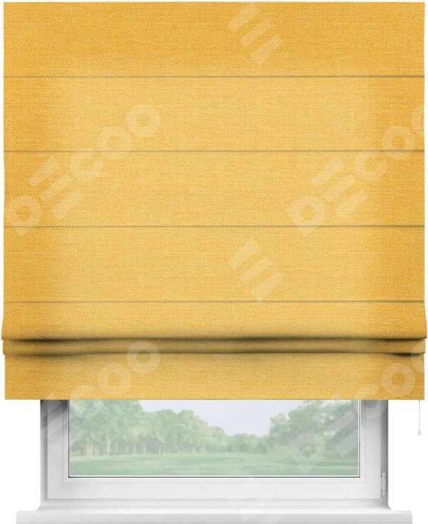 Римская штора «Кортин» для проема, ткань лён желтый