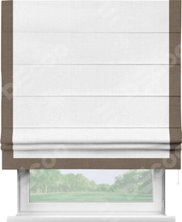 Римская штора «Кортин» с кантом Виктория, для проема, лён белоснежный