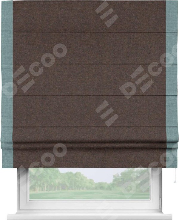 Римская штора «Кортин» с кантом Стрим Дуо, для проема, ткань лён коричневый