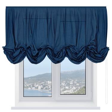 Австрийская штора «Cortin», лён синий