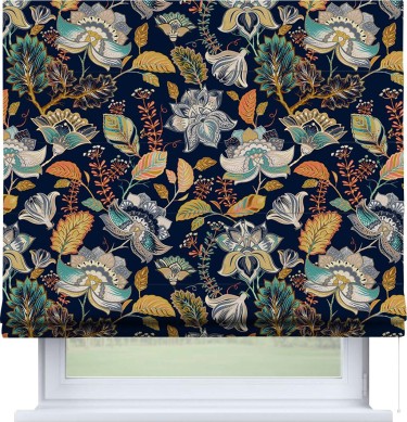 Римская штора «Кортин» для проема «Тёмный букет»