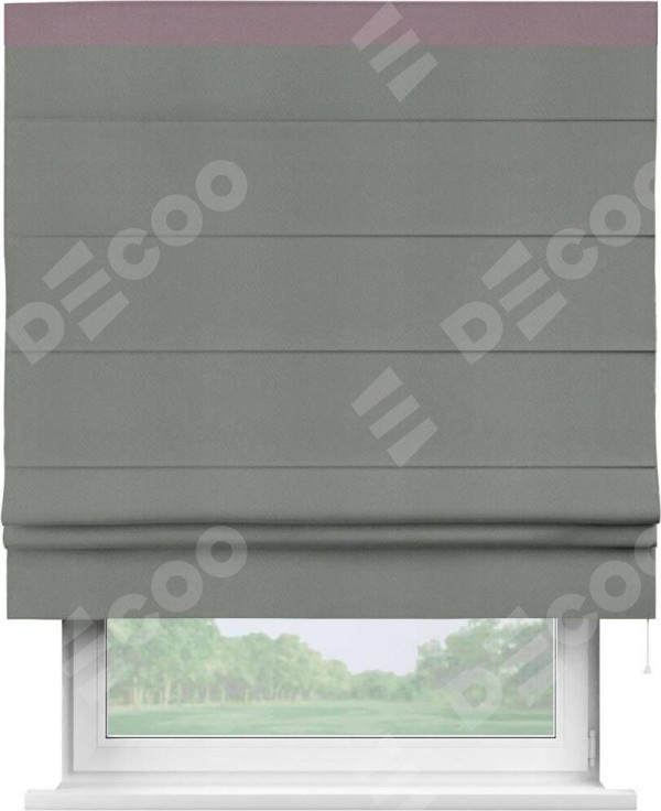 Римская штора «Кортин» с кантом Кинг, для проема, ткань блэкаут однотонный тёмно-серый