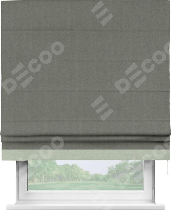 Римская штора «Кортин» с кантом Джестер, для проема, ткань блэкаут однотонный тёмно-серый