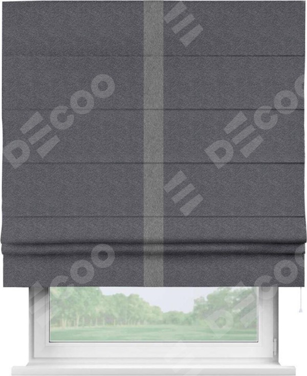 Римская штора «Кортин» с кантом Хайвэй, для проема, ткань софт однотонный графит