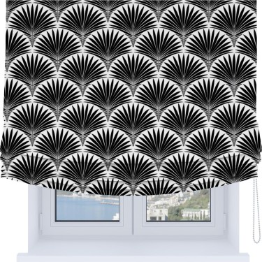 Римская штора Soft с мягкими складками, «Арт-деко листья черный»