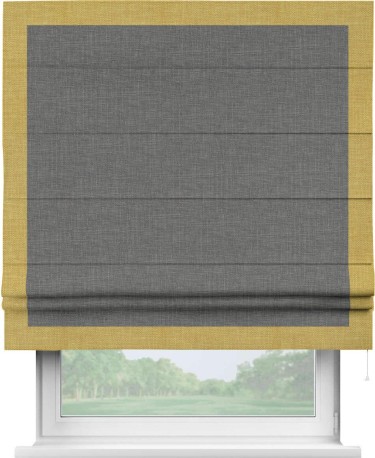 Римская штора «Кортин» с кантом Чесс, для проема, лён тёмно-серый