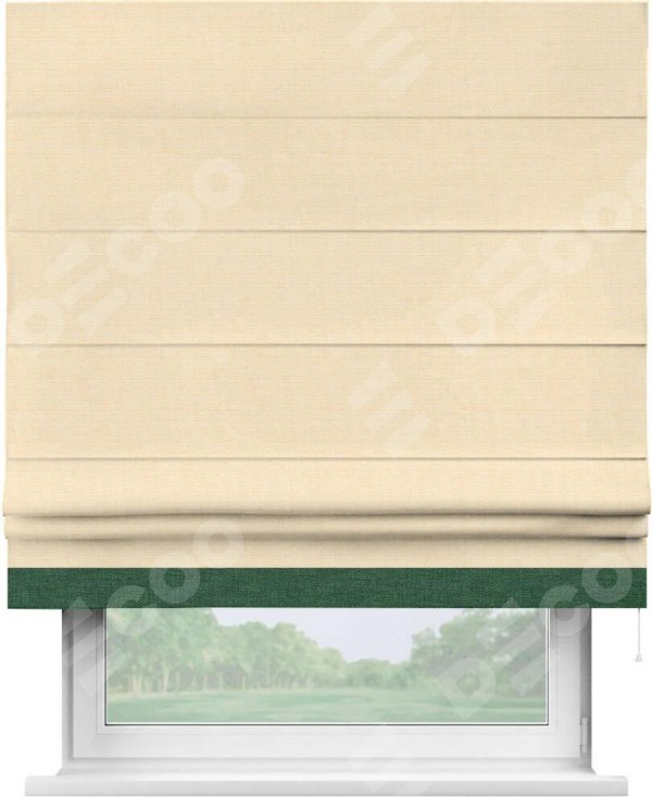 Римская штора «Кортин» с кантом Джестер, для проема, лён, выполнена в  бежевом цвете