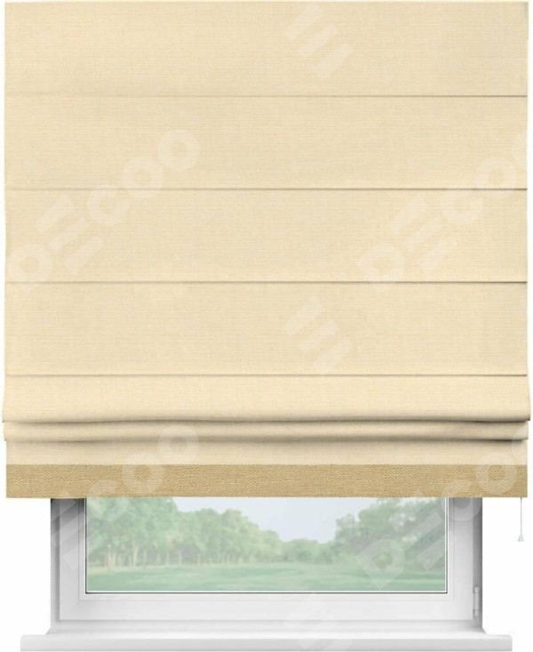 Римская штора «Кортин» с кантом Джестер, для проема, лён, выполнена в  бежевом цвете
