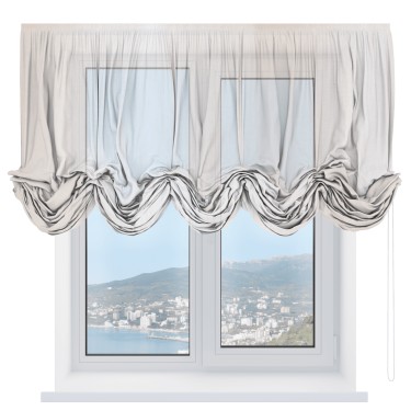 Австрийская штора «Кортин», ткань тюль шампань