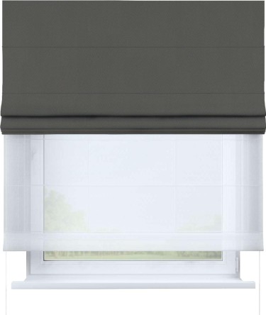 Римская штора «Кортин», блэкаут однотонный тёмно-серый, день-ночь