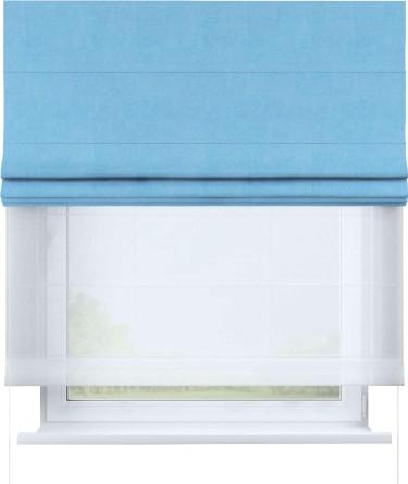 Римская штора «Кортин» день-ночь, ткань вельвет голубой