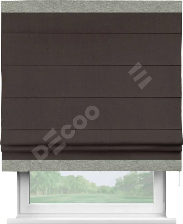 Римская штора «Кортин» для проема, лён димаут венге с кантом Горизонт