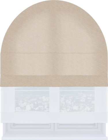 Римская штора «Кортин», канвас кофе с молоком, день-ночь для арочного проёма